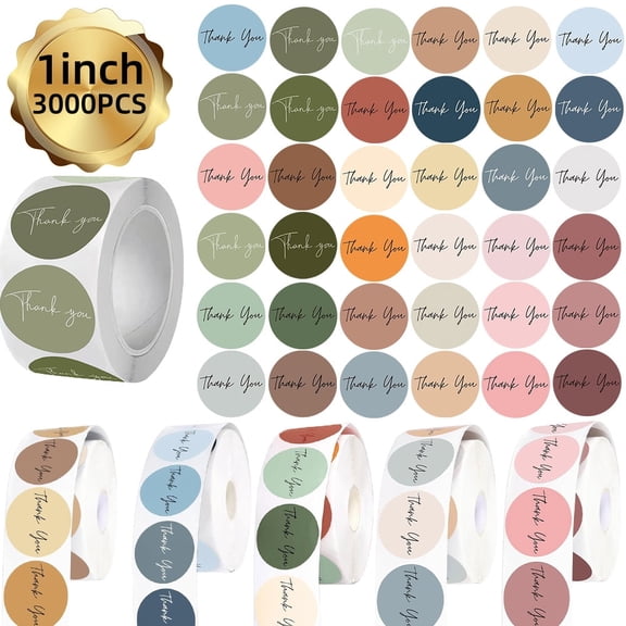 'Thank You' Stickers, Ideal for Packing, Envelopes, Gift Wraps, and Crafts, 3000 Pcs 1 inch