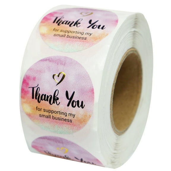 Thank You Stickers Small Business Thank You for Supporting My Small Business Stickers Watercolor Design with Gold Foil Accents 1.5" Round - 400 Label Per Roll Waterproof Stickers by Modern 5th