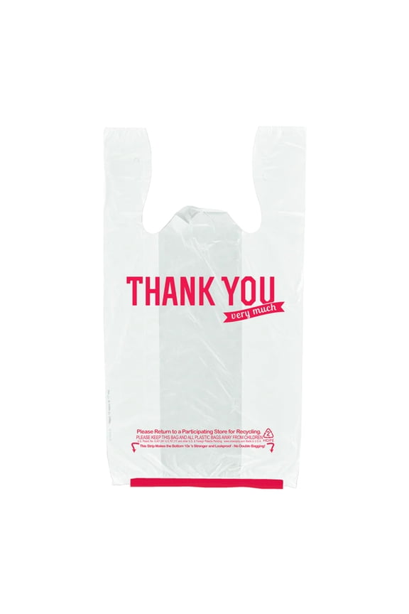 Thank You T-Shirt Bag White (hp811) 12" x 7" x 20"