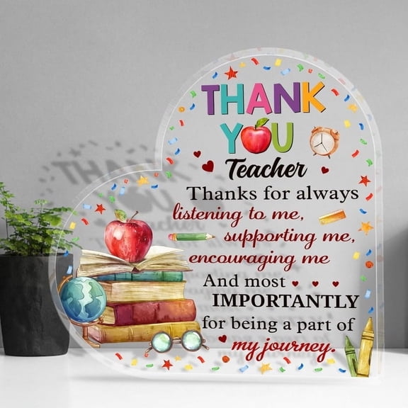 [Thank You Teacher Plaque] Acrylic Thank You Teacher Plaque Desk Decor Teacher Gift Women Men Teacher Appreciation From Student Gift Teacher Boss Coach Manager Teacher Decoration Teachers Day 3.9x3.9