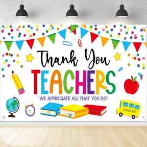 Thank You Teachers Backdrop Banner Teachers Appreciation Week Background Bulletin Board Teachers' Day Indoor Outdoor Party Wall Hanging