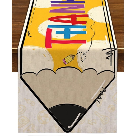 Thank You Teachers Table Runner Teacher Appreciation Week Party Decoration Home Kitchen Dining Room Decor (13.8" x 71")