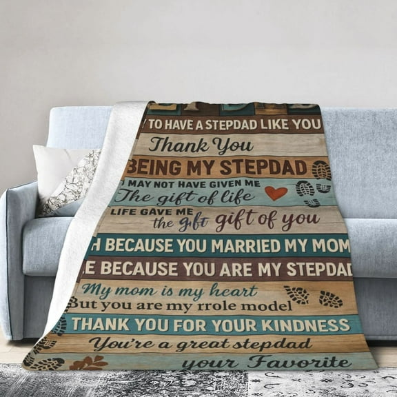 Thank You To Stepfather, Gift From Daughter And Son To Dad Flannel Blanket for Adults – Cozy Throw for Sofa Bed or Office Use for All Seasons 50x40