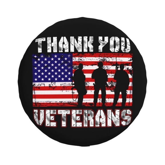Thank You Veteran Spare Tire Cover Windproof and Rainproof Wheel Protection Cover 14 inch