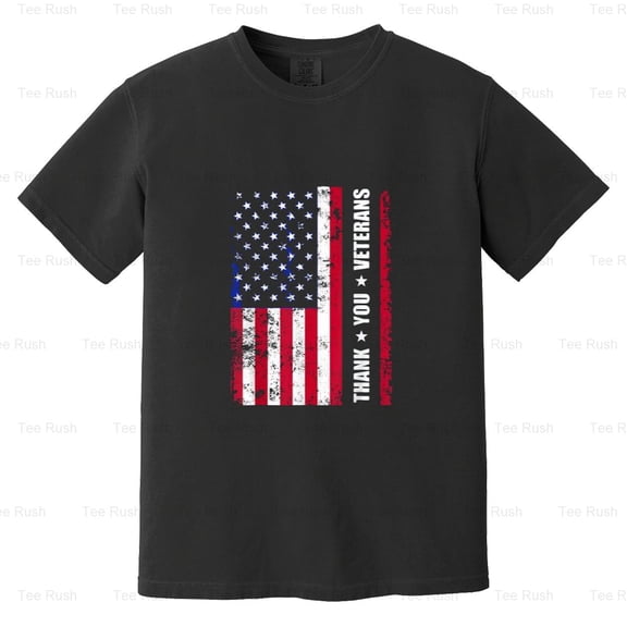 Thank You Veterans American Flag Veterans Day, Military, Patriotic Tee, Comfort Color T-Shirt Unisex, up to 4XL
