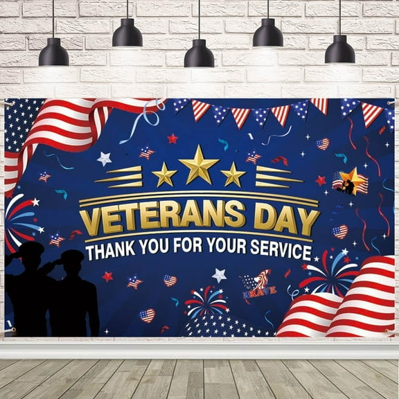 Thank You Veterans Backdrop Patriotic Memorial Day Photography Background for Greeting Military Army Heroes Theme Party Decorations Banner Supplies Photo Booth Props