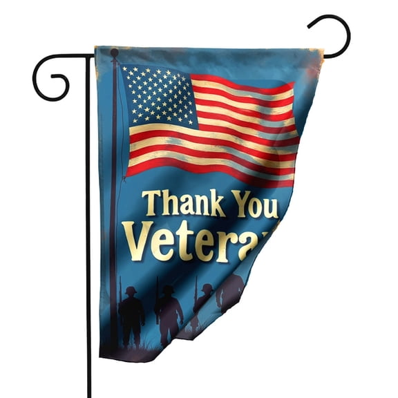 Thank You Veterans Garden Flag 12.5x18 Inch Double Sided Polyester Patriotic American Flag Outdoor Yard Decoration for Memorial Day 4th of July Labor Day Military Appreciation#24291