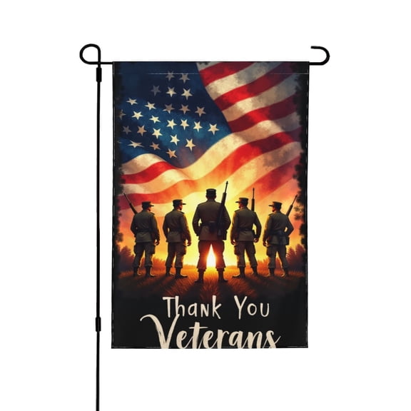 Thank You Veterans Garden Flag 12x18 Inch Double Sided Patriotic American Flag Yard Flag Military Soldier Outdoor Flag House Decorations Memorial Day Outdoor