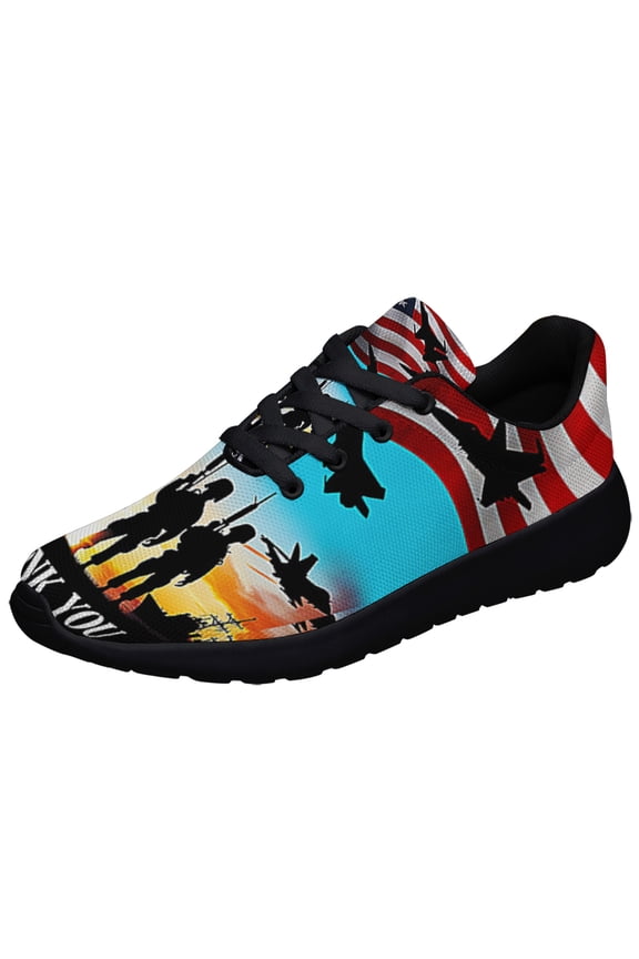 Thank You Veterans Memorial Day American flag Shoes Sneakers Black Size 12