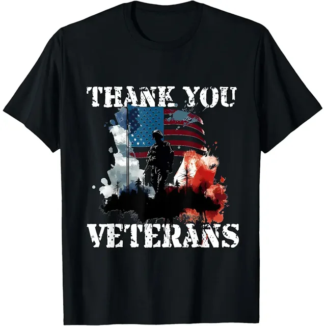 Thank You Veterans Patriotic American Flag Veterans Day 2024 TShirt