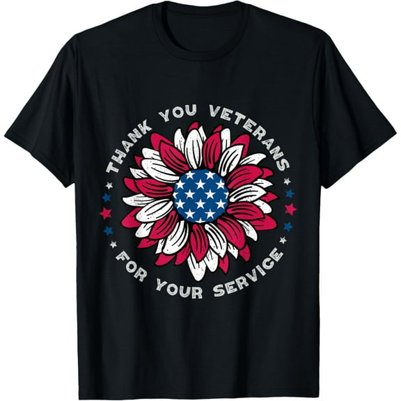 Thank You Veterans Sunflower, Military Veterans Day Tribute T-Shirt