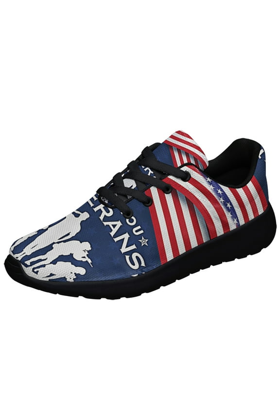 Thank You Veterans The US American flag Shoes Sneakers for Women Men Black Size 9