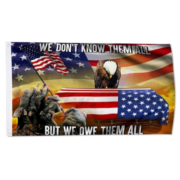 Thank You Veterans flag We Dont Know Them All But We Owe Them All Eagle America Flags Polyester 3x5 FT banner