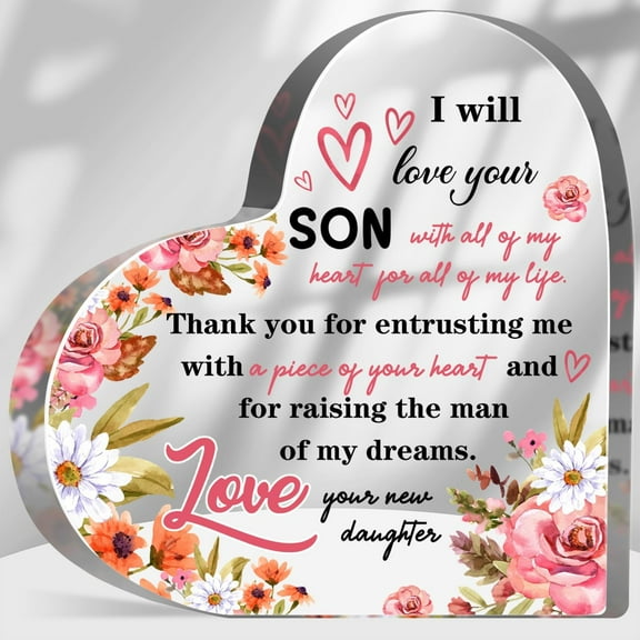 Thank You Wedding Gift for New Mom Wedding Gift for Mother in Law from Bride Engagement Day Floral Acrylic Hearts Keepsake Appreciation Plaque for Mother of The Groom