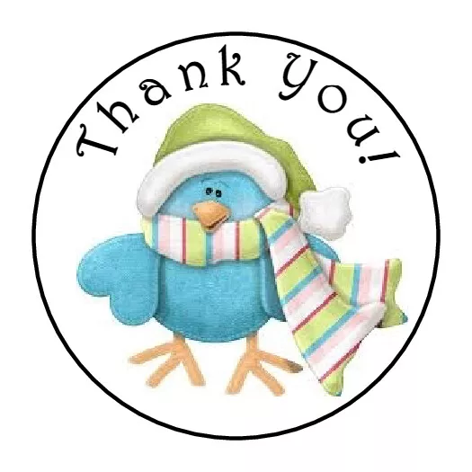 Round Winter Sticker Thank You Winter Bird Favor Labels Round Stickers Phone Decal Water ...