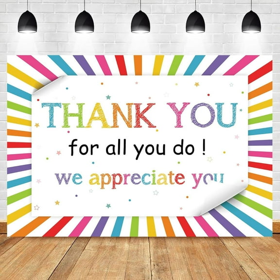Thank You for All You Do Backdrop Polyester Fabric We Appreciate You Congratulations Graduates Thankful Teacher Doctor Decoration Colorful Photography Background Photo Shoot Props