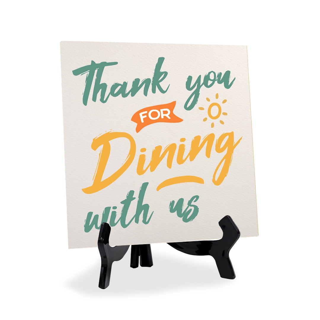 Thank You for Dining with Us 5"x 5" Square Table Sign With Acrylic ...