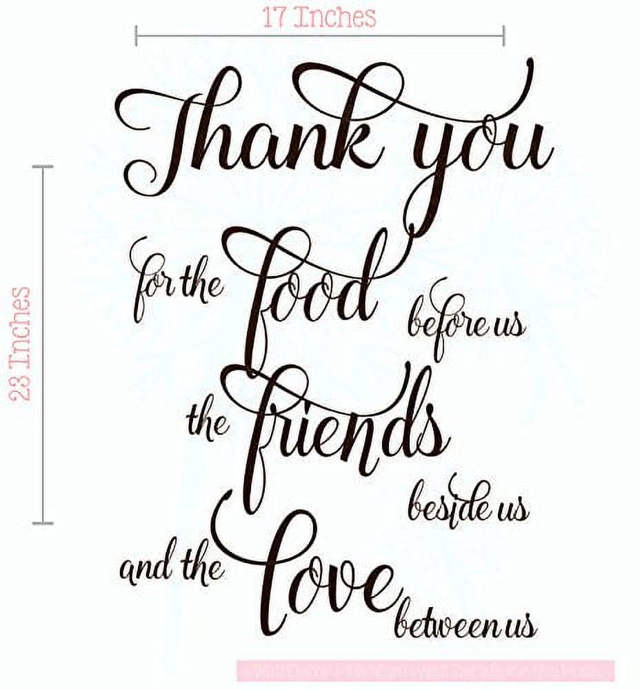 Thank You for Food, Friends, Love Vinyl Wall Decals Home Décor Quote  Kitchen Sayings, 23x17-Inch, Chocolate - Walmart.com, image size:928x1000