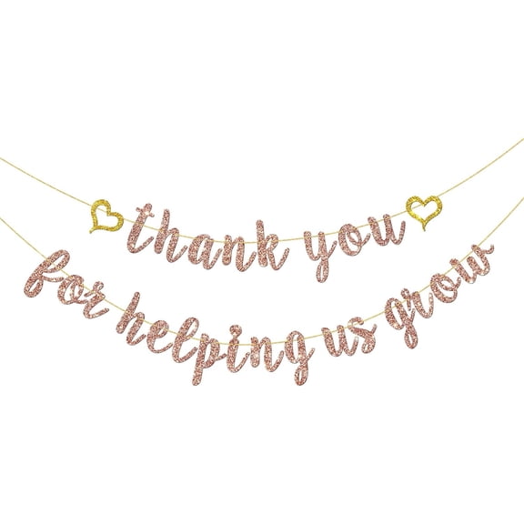 Thank You for Helping us Grow Banner, Congrats Grad Sign, Thank You Parent, Thank You Teacher Party Decorations Supplies, Rose Gold Glitter