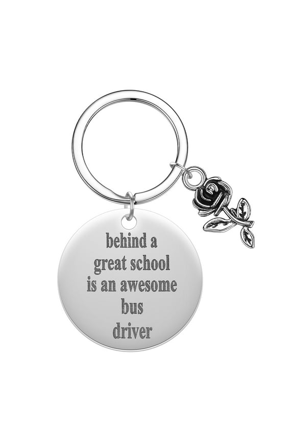 Thank You for Keeping Me Safe Key Chain Behind A Great School Is An Awesome Bus Driver Keyring Stainless Steel Keychain