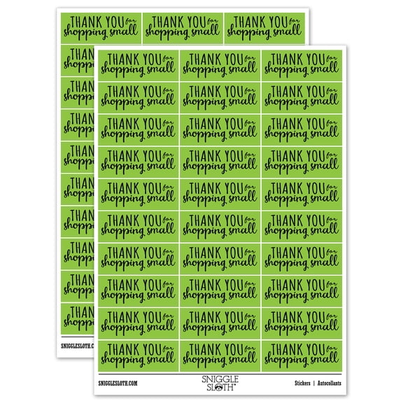 Thank You for Shopping Small Business Sticker Set - Light Green - Matte Finish - 1.75" Medium