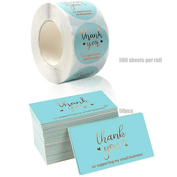 Thank You for Supporting My Small Business Cards and sticker Gold Foil Thank You Cards for Retail Stores Package Insert