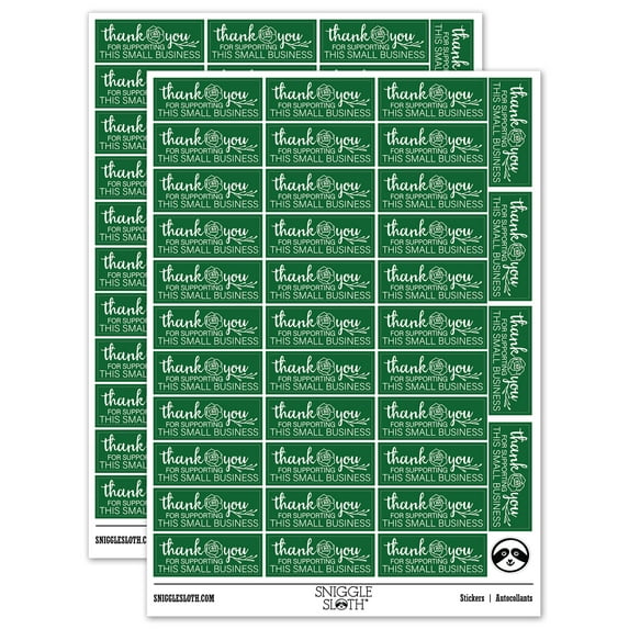 Thank You for Supporting This Small Business Rose Sticker Set - Dark Green - Gloss Finish - 1.5" Small
