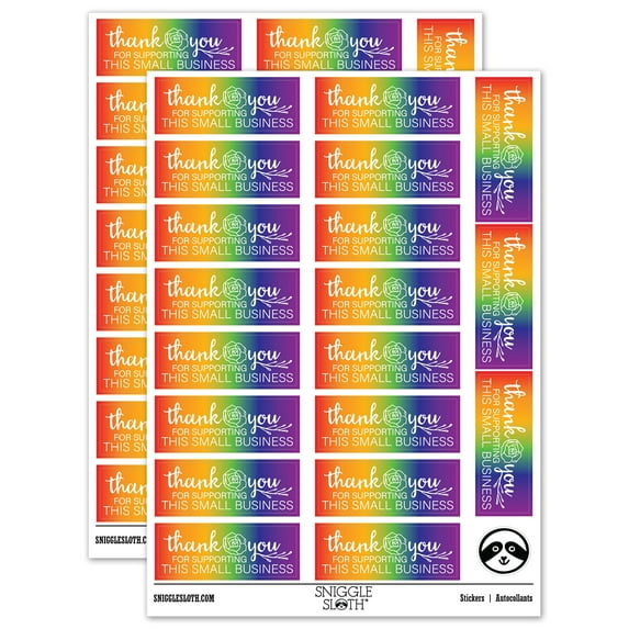 Thank You for Supporting This Small Business Rose Sticker Set - Rainbow - Gloss Finish - 2.00" Large