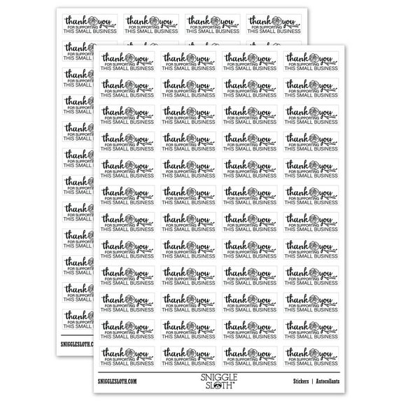 Thank You for Supporting This Small Business Rose Sticker Set - White - Gloss Finish - 1.25" Mini