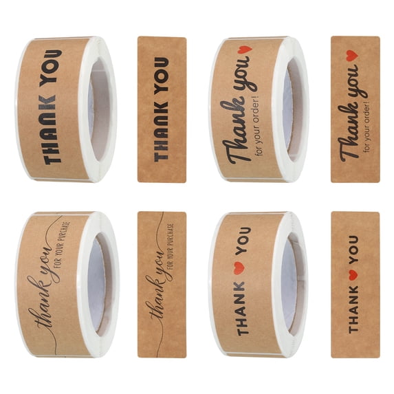 Thank You for Your Order/Purchase Stickers 4 Roll 1x3 Inch Adhesive Rectangle Gift Seal Labels DIY 120 Count/Roll