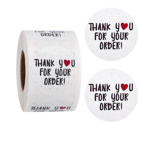 Thank You for Your Order Stickers - Heart Thanks for Shopping Small Shop Local Handmade - 1 x 1 Inch 500 Total Labels