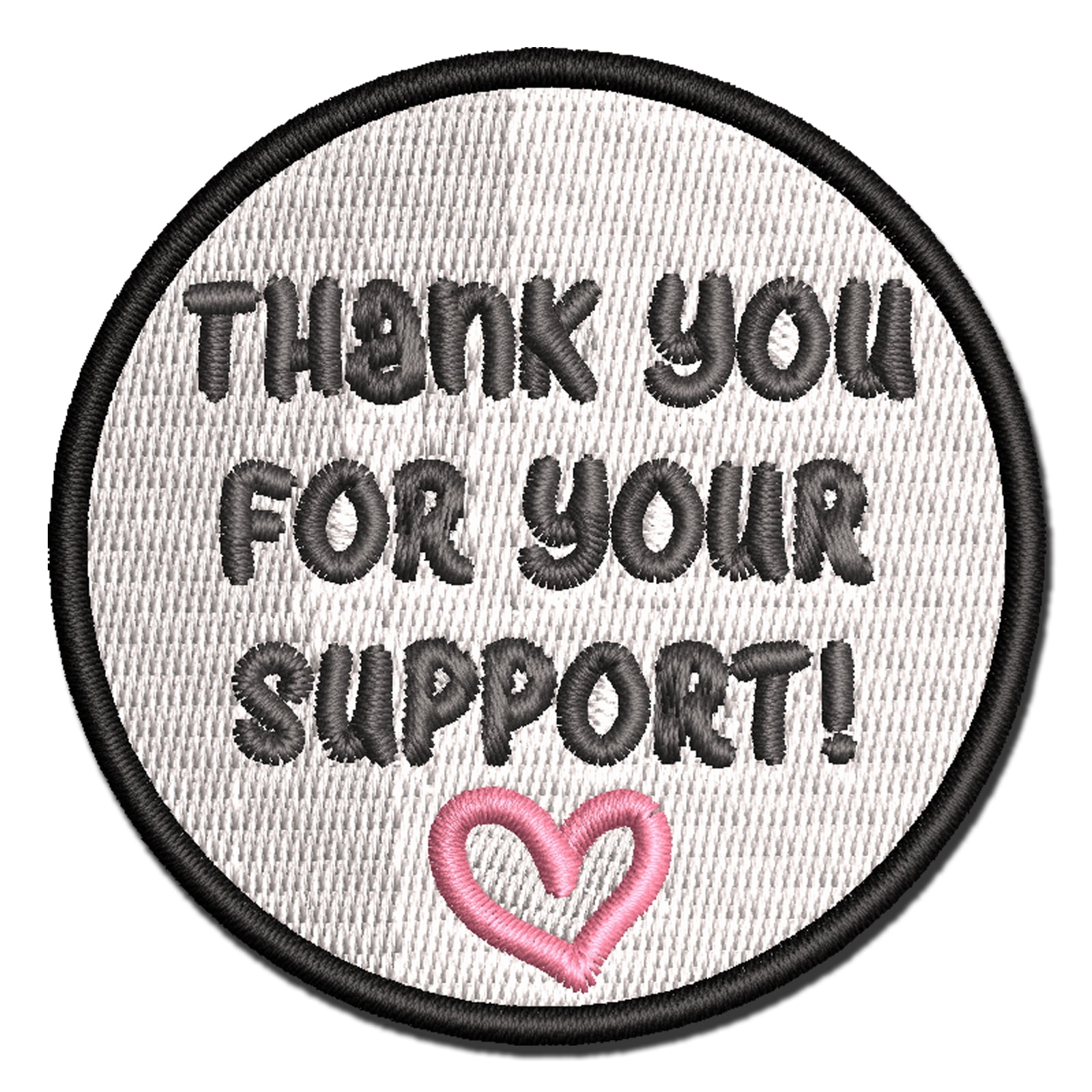 Thank You for Your Support Heart Applique Multi-Color Embroidered Hook & Loop Patch - 3.5 Inch Large