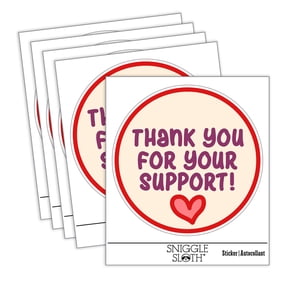 Thank You for Your Support Heart Car Window Bumper Water Bottle Phone Tablet Laptop Waterproof Vinyl Decal Sticker Set 5-Pack - Gloss Finish - 3.0"
