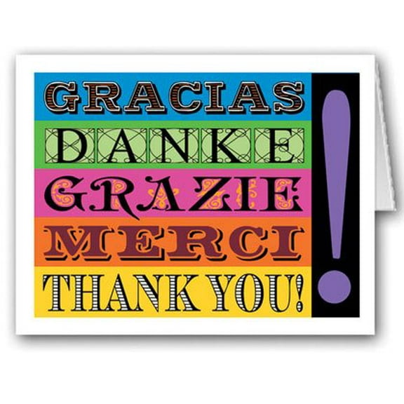 Thank You in Different Languages Note Card - 10 Boxed Cards & Envelopes