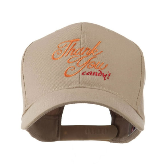 Thank You with Candy Embroidered Cap - Khaki OSFM