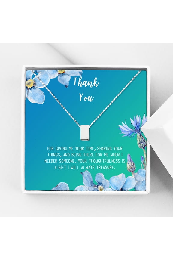 Thank you Card Jewelry Gift Set, Appreciation Gift for Mom, Thank you Gift for Friends, Mother's Day Jewery Gift for Mom, Necklace and Card Gift Set, Silver Cube Necklace and Card