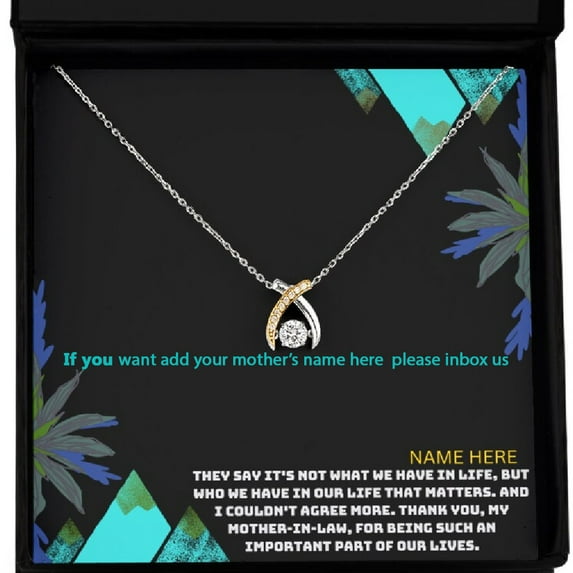 Thank you Mother In Law Necklace - Wishbone dancing necklace, To my Mom Thank you Mom Necklace, Gift for mom, Mother Day gift, custom name