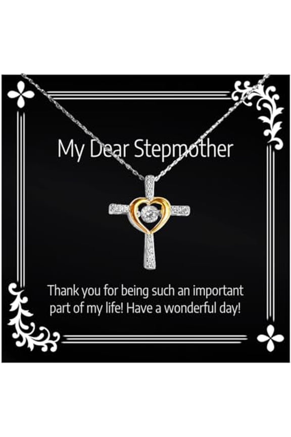 Thank you for being such an!! Stepmother Cross Dancing Necklace, Perfect Stepmother Gifts, Jewelry For Mother from Son Daughter, Stepmother gift ideas for Mothers Day, Stepmother gift ideas for her