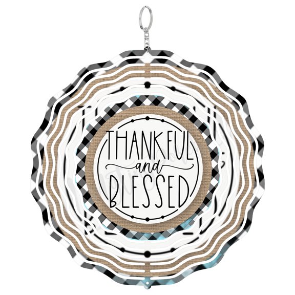 Thankful And Blessed Welcome 3D Wind Spinner, Sublimation Design, Grateful Family Home Decor