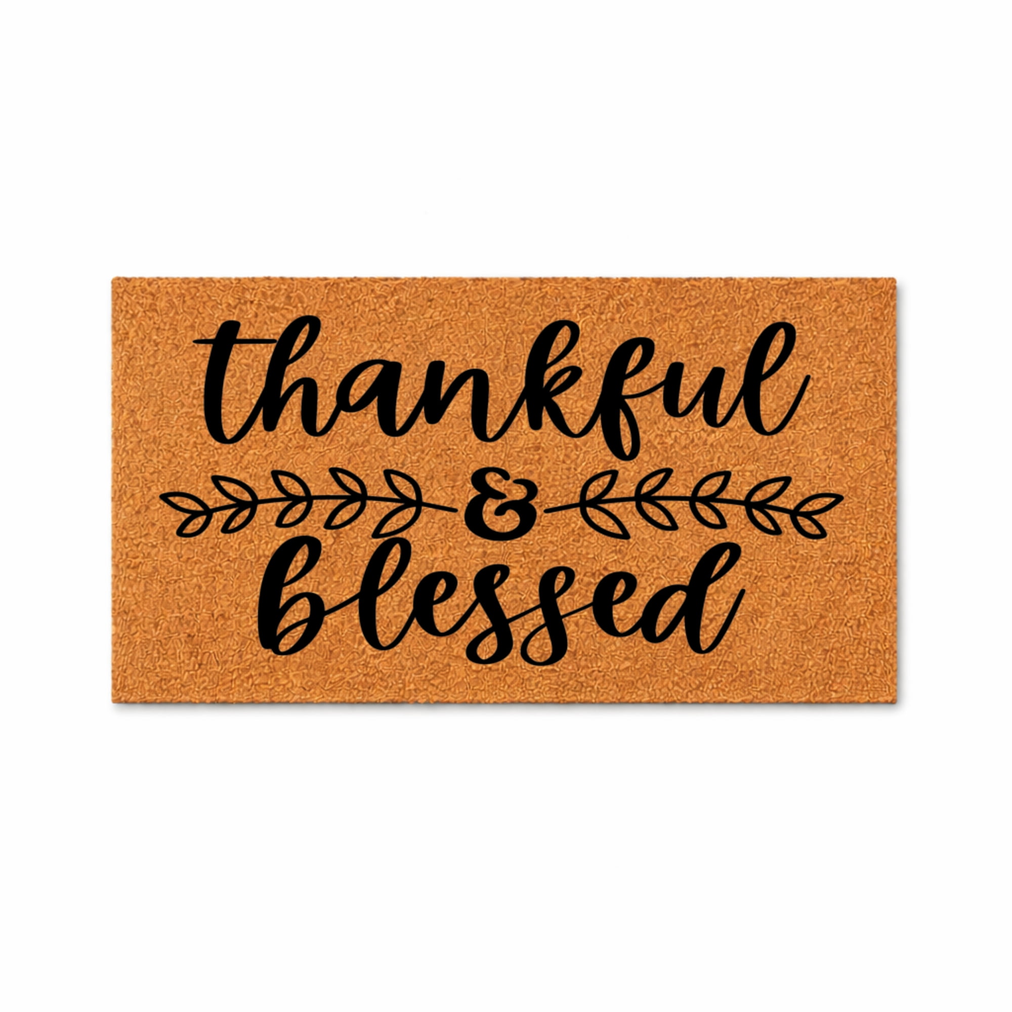 Thankful & Blessed Doormat, Indoor Outdoor Welcome Mat, Rustic Farmhouse Entryway Decor (16x24 inches) 1558
