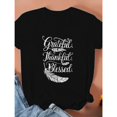 thumbnail image 1 of Thankful Blessed Feather PrintCasual Short Sleeve Graphic T-Shirt Round Neck Casual Short Sleeve Black S-5XL, 1 of 5