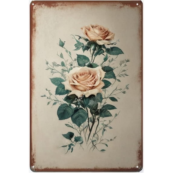 Thankful & Blessed Rose Metal Tin Sign, Tin Rose Garden Plaques, Holiday Birthday Valentine's Christmas Wall Decor Metal Floral Wall Decor Home Porch Decorations 12x16 Inches