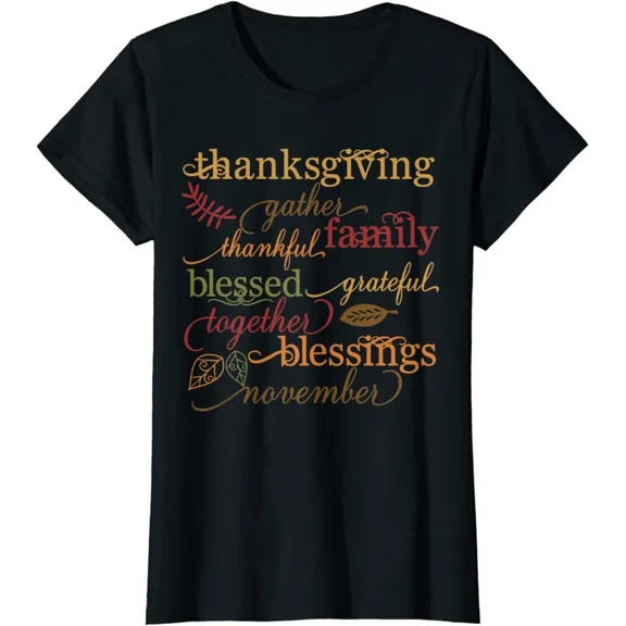 Thankful Blessings Thanksgiving Family Christian Ladies' Crewneck T-Shirt