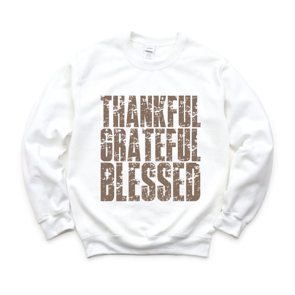 Thankful Grateful Blessed Block Distressed - Women's Graphic Sweatshirt