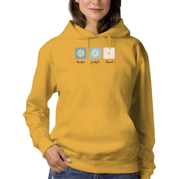 Thankful Grateful Blessed Daisy Hoodie Women -Image by Shutterstock, Female Large