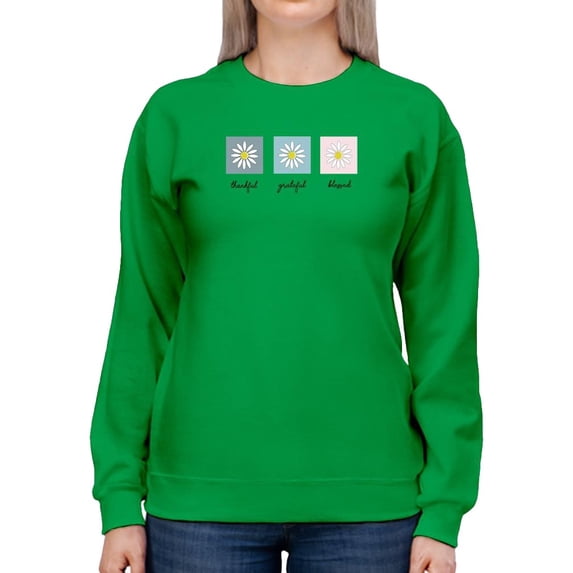 Thankful Grateful Blessed Daisy Sweatshirt Women -Image by Shutterstock, Female 3X-Large