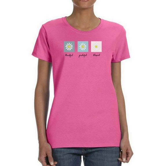 Thankful Grateful Blessed Daisy T-Shirt Women -Image by Shutterstock, Female 3X-Large
