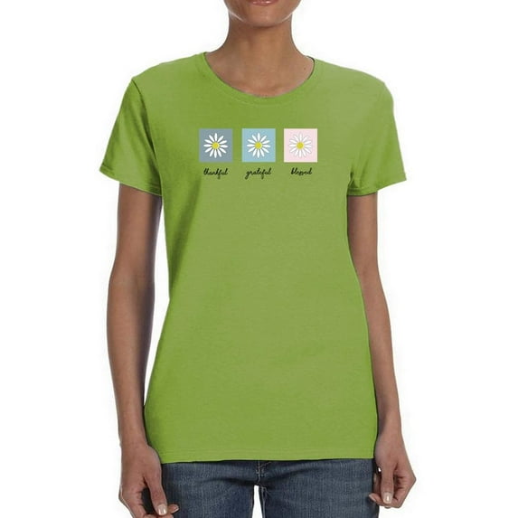 Thankful Grateful Blessed Daisy T-Shirt Women -Image by Shutterstock, Female Medium
