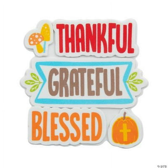Thankful Grateful Blessed Magnet Craft Kit - Makes 12, Fall, Craft Kits, 12 Pcs