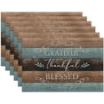 thumbnail image 1 of Thankful Grateful Blessed Placemats Set of 6 Place Mats for Kitchen Table Washable Farmhouse Linen Table Mats Dining Decoration 12x18 Inch, 1 of 6